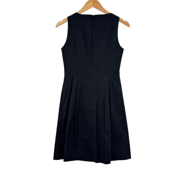 Brooks Brothers Petite Black Poplin Cotton V-neck Sleeveless Fit & Flare Dress - Picture 9 of 12